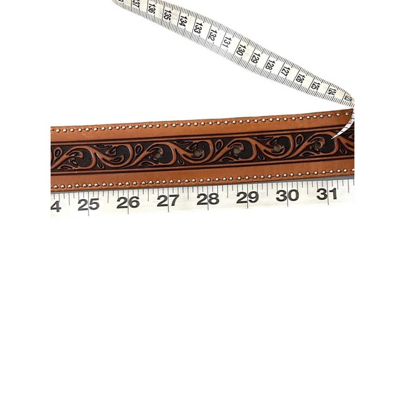 JUSTIN LEATHER WESTERN BELT VINTAGE C10114 SIZE 30 TAN / NATURAL GENTLY USED! - Picture 6 of 7